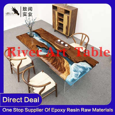 Edge River Epoxy Resin Bàn ăn Nội thất Trang chủ Nghệ thuật Gỗ sống