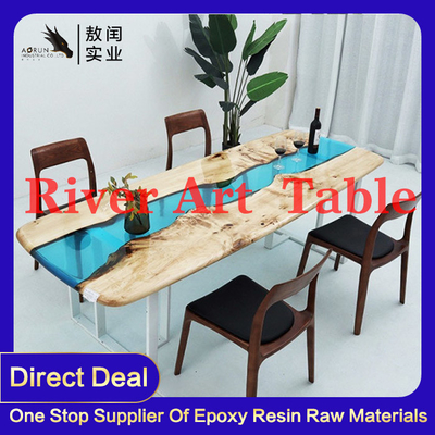 Edge River Epoxy Resin Bàn ăn Nội thất Trang chủ Nghệ thuật Gỗ sống
