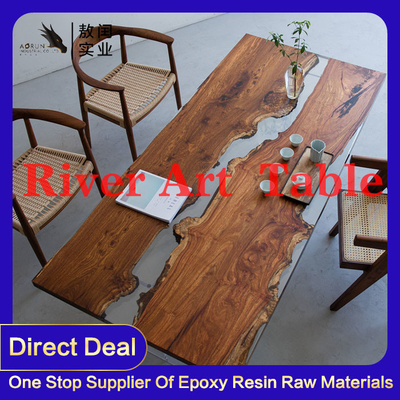 Không bị ố vàng Đồ trang sức nghệ thuật trong suốt Bàn nhựa Epoxy Đúc Bề mặt gỗ
